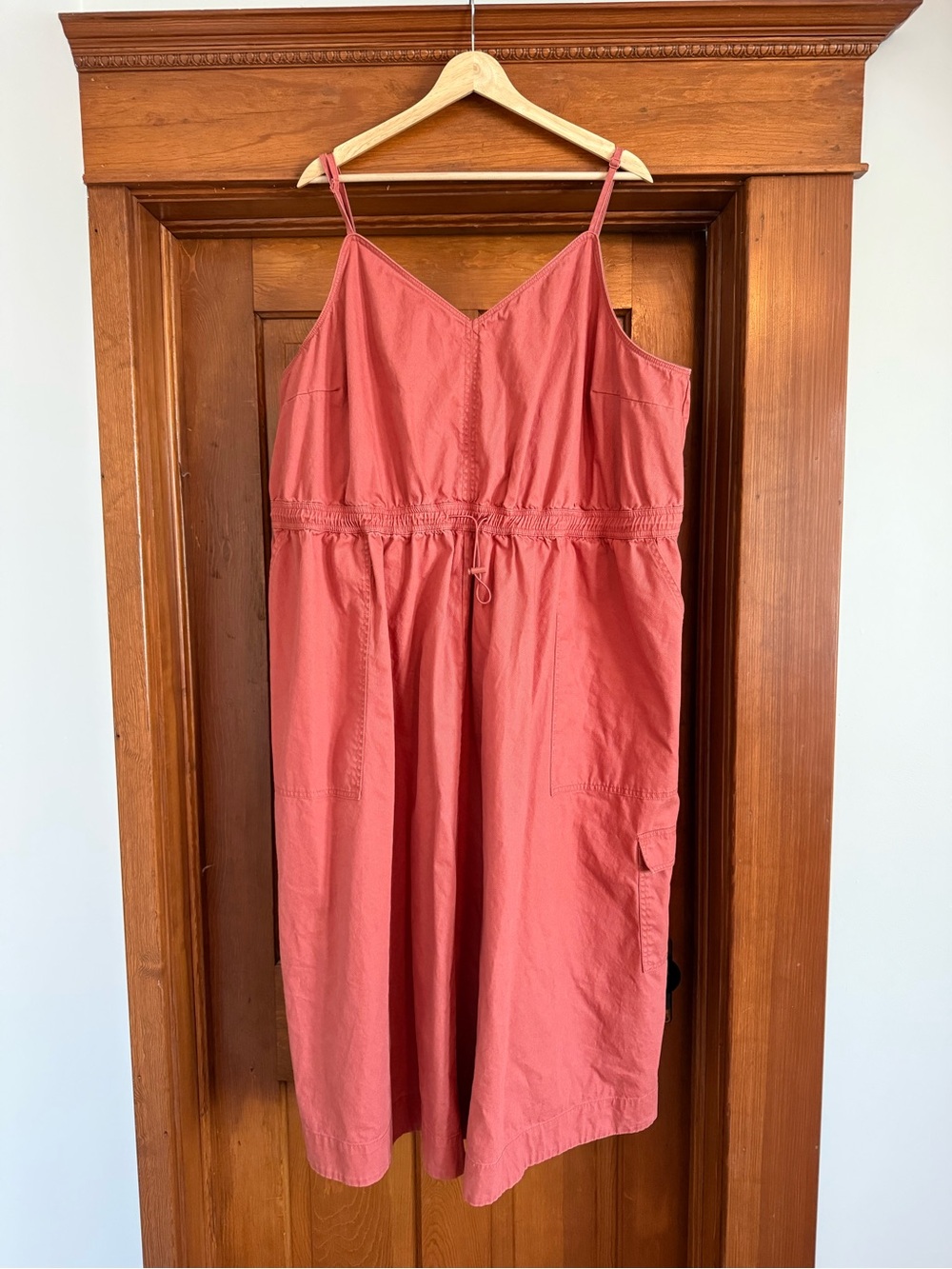 Woolrich Coral Pink Midi Dress with Drawstring Waist